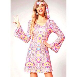 Women's Clarisbelle Party Disco Hippie 70s Dance Dress Costume SIZE M Retro